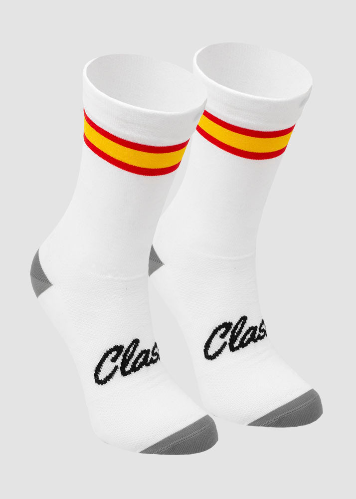 Clask Calcetines de ciclismo con bandera de España y caña alta