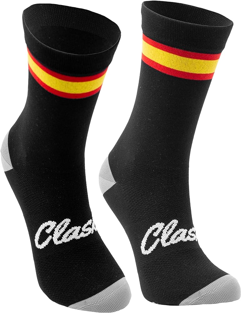 Clask Calcetines de ciclismo con bandera de España y caña alta